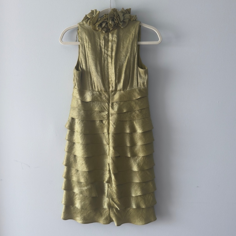 London Times Green Floral Ruffle Collar Cocktail Dress 4P - Picture 5 of 6
